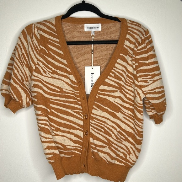 NWT Revolve HEARTLOOM Zelata Linen Blend Cardigan Sweater in Clay Orange - Picture 3 of 7